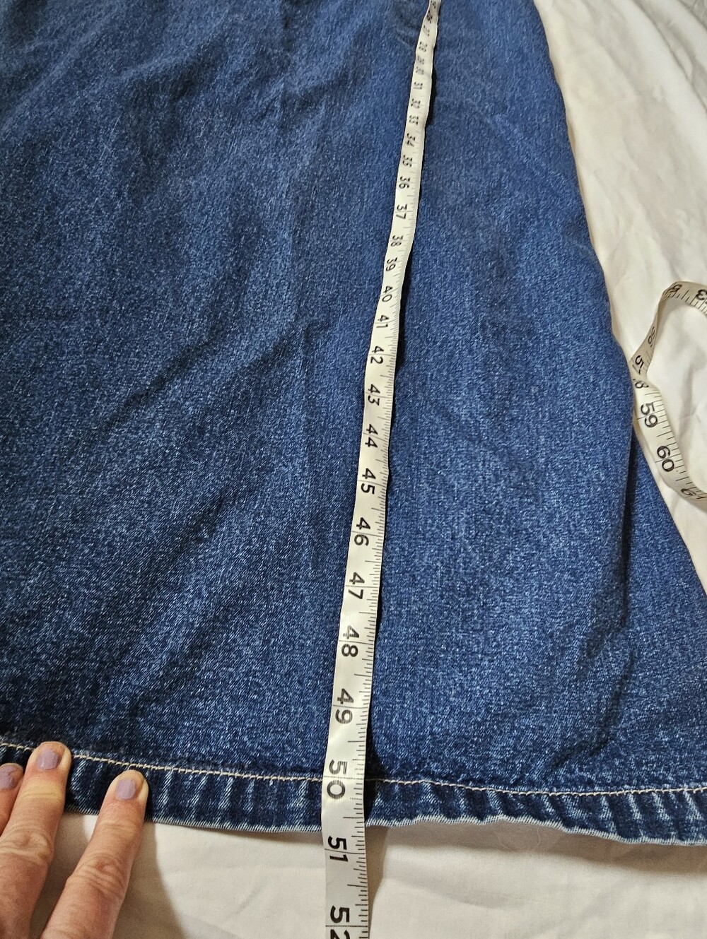 J.L. N.Y. Vintage Denim Maxi Overall Dress Size Large, Button Side 100% Cotton - Picture 10 of 14